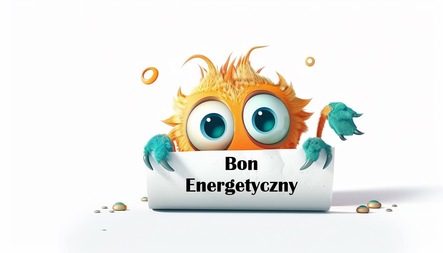 Słodko wyglądający stworek trzymający wniosek o bon energetyczny