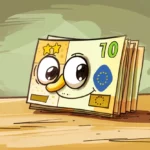 Animowany rysunek kilku banknotów - waluta euro