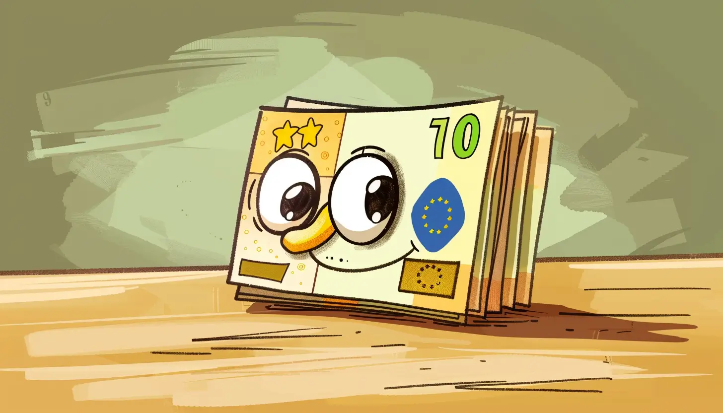 Animowany rysunek kilku banknotów - waluta euro