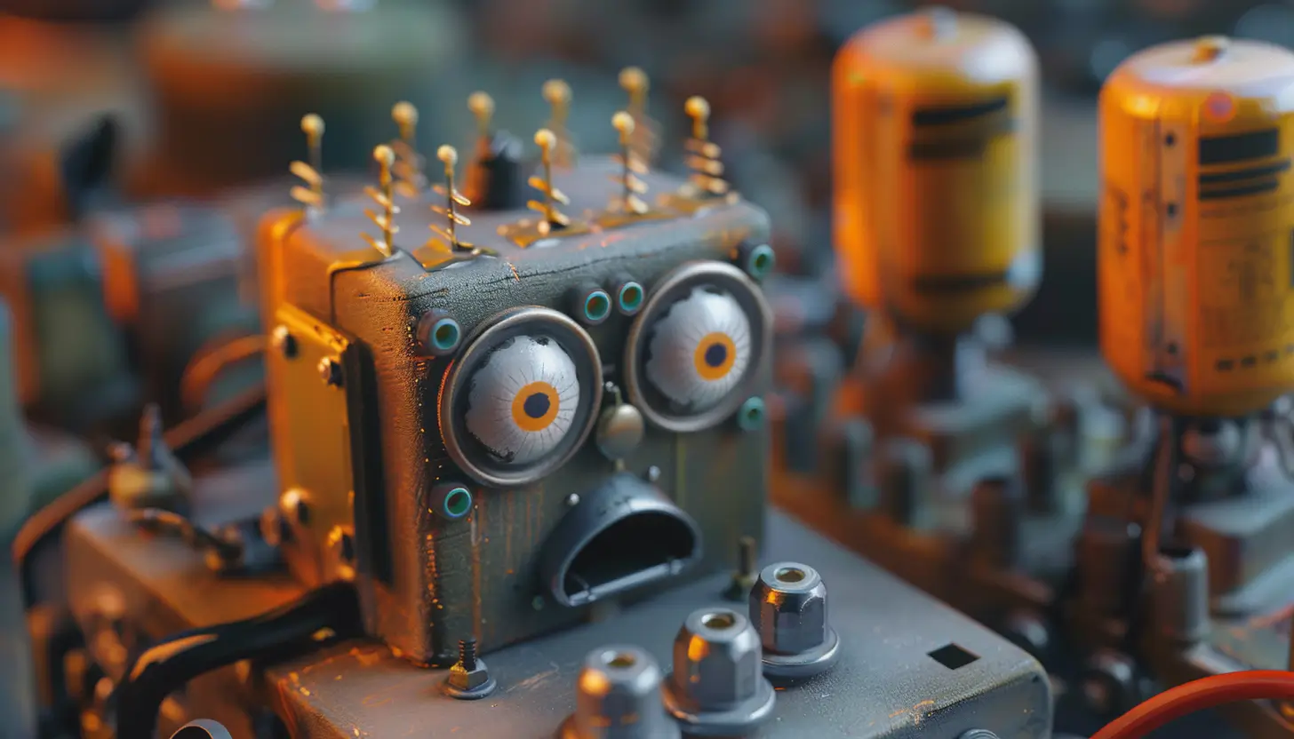 Zdziwiony robot stworzony z kondensatora na widok dużych kar za energię bierną